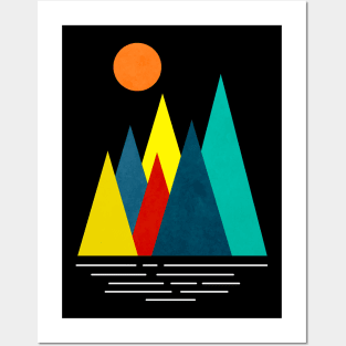 Linear and Colorful Mountains, Minimalist Abstract Nature Art  I Posters and Art